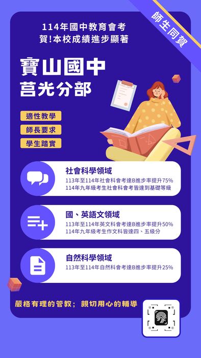 賀 ! 113學年寶中莒光分部國中教育會考成績進步榜單圖片